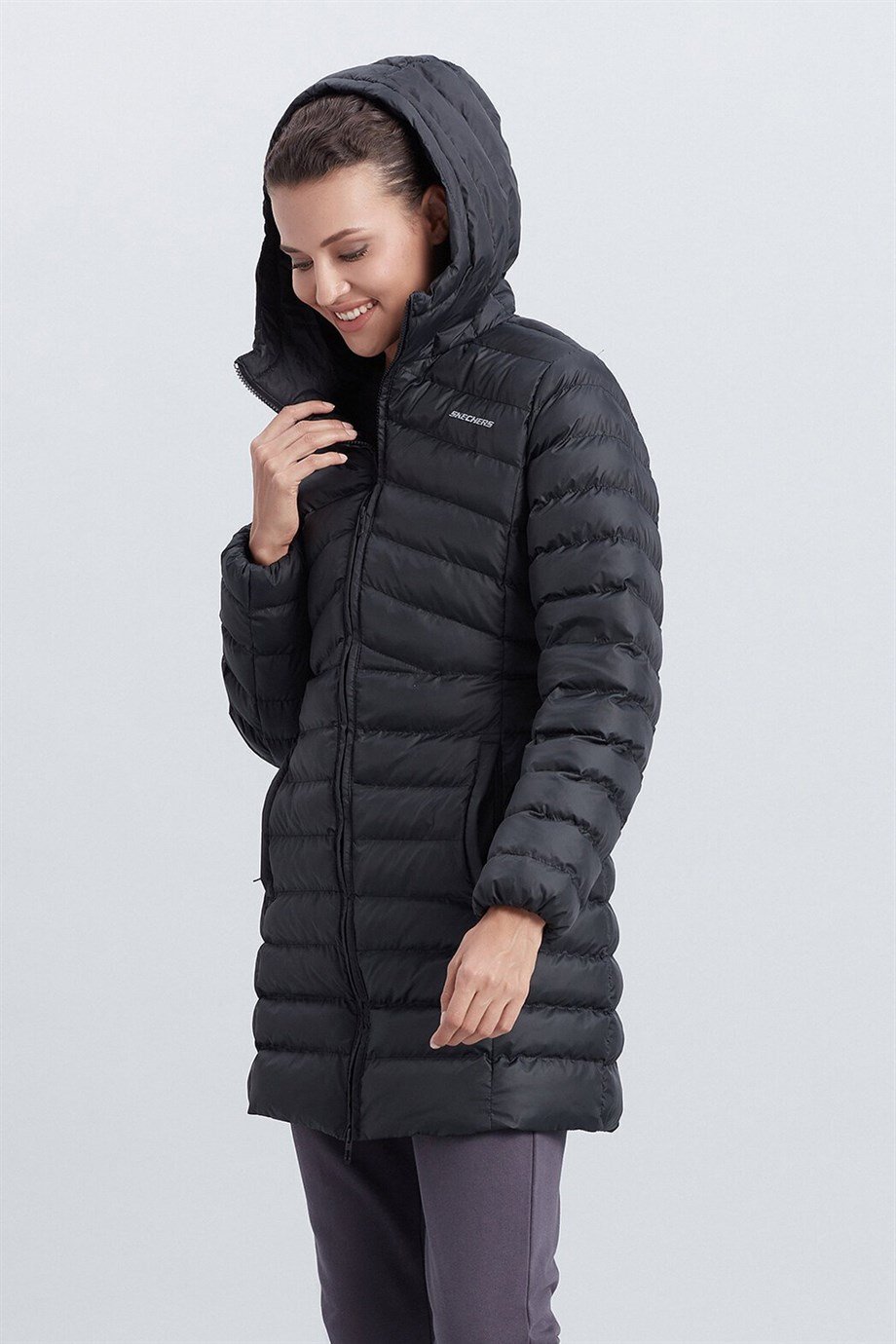 Skechers W Essentil Maxi Lenght Hooded Jacket Kadın Ceket