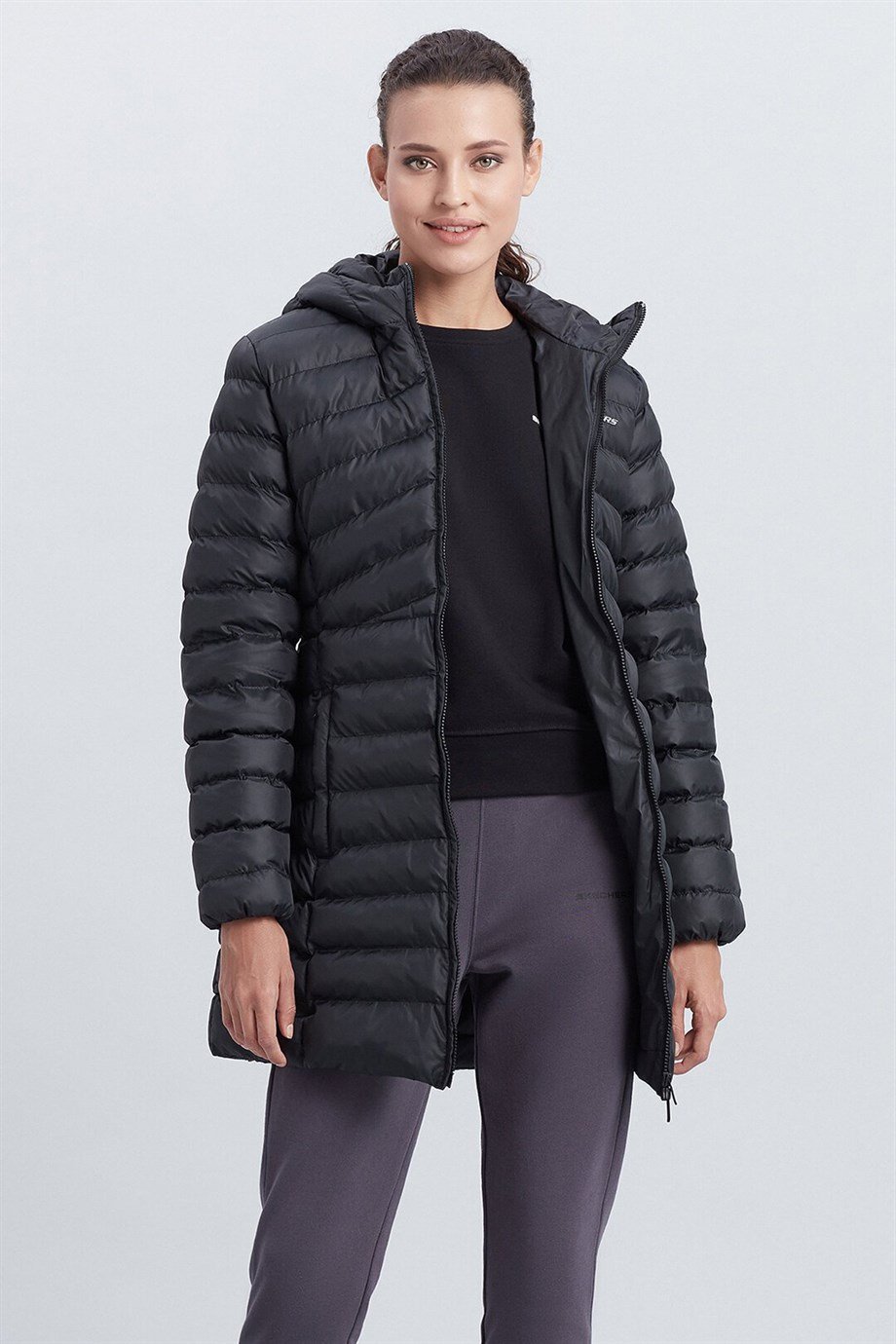 Skechers W Essentil Maxi Lenght Hooded Jacket Kadın Ceket