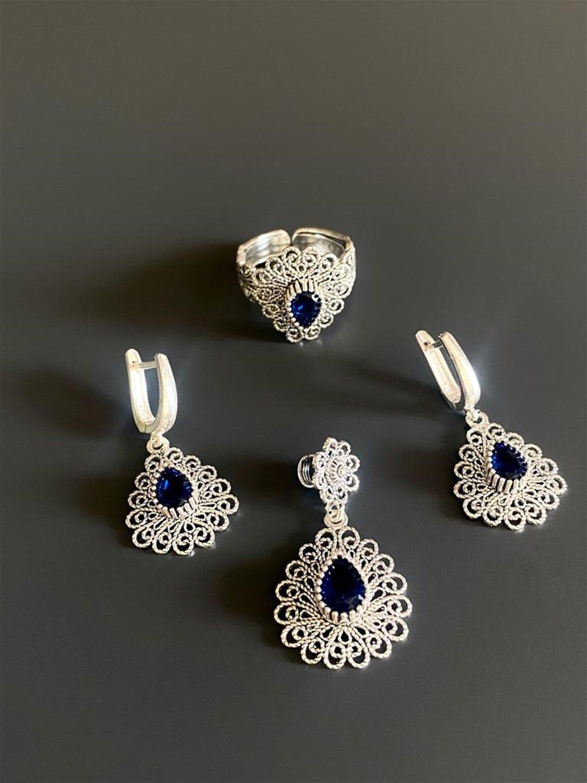 Safir Taşlı Telkari Set