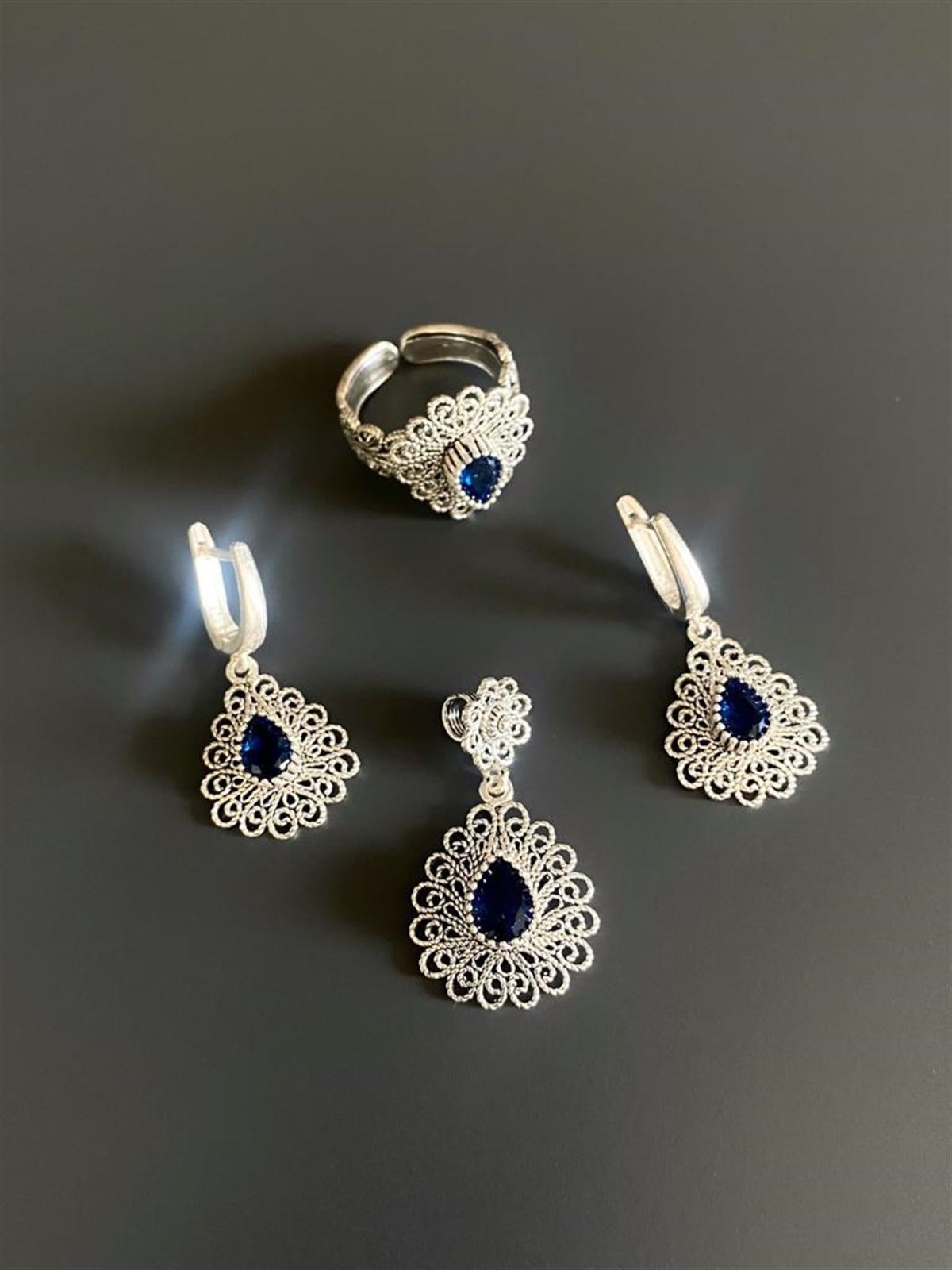 Safir Taşlı Telkari Set