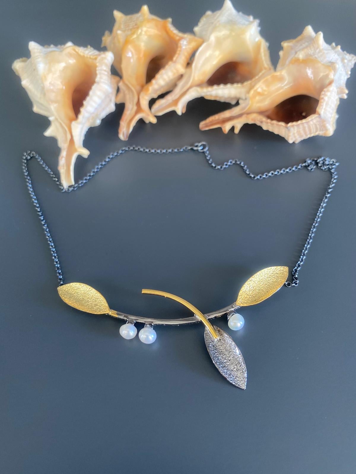 İncili Zeytin Dalı Kolye