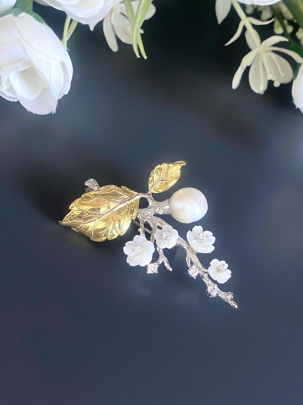 Sedef Çiçek Broş Kolye Ucu