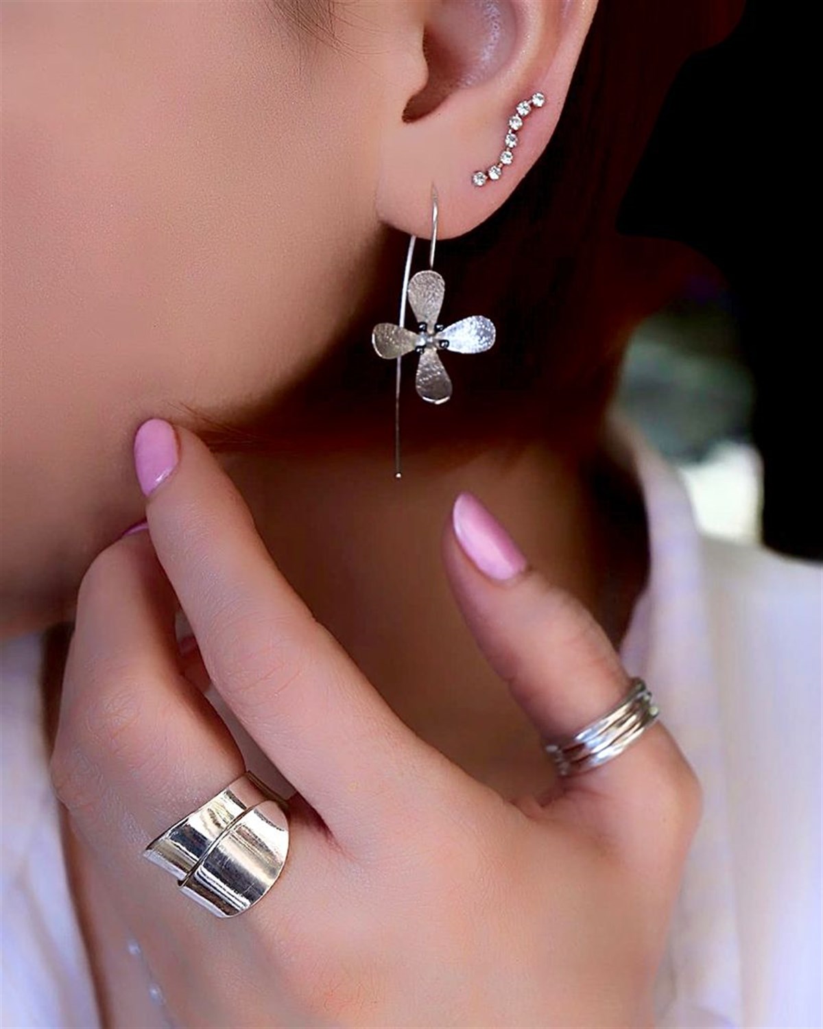 Yasemin Çiçeği Gümüş Küpe