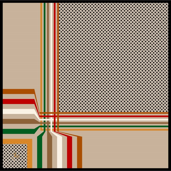 BLACK SERİ EŞARPGeometrik Desen Black Seri Twill Eşarp Askısı ile Birlikte 90x90 cm