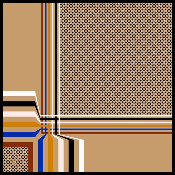 BLACK SERİ EŞARPGeometrik Desen Black Seri Twill Eşarp Askısı ile Birlikte 90x90 cm