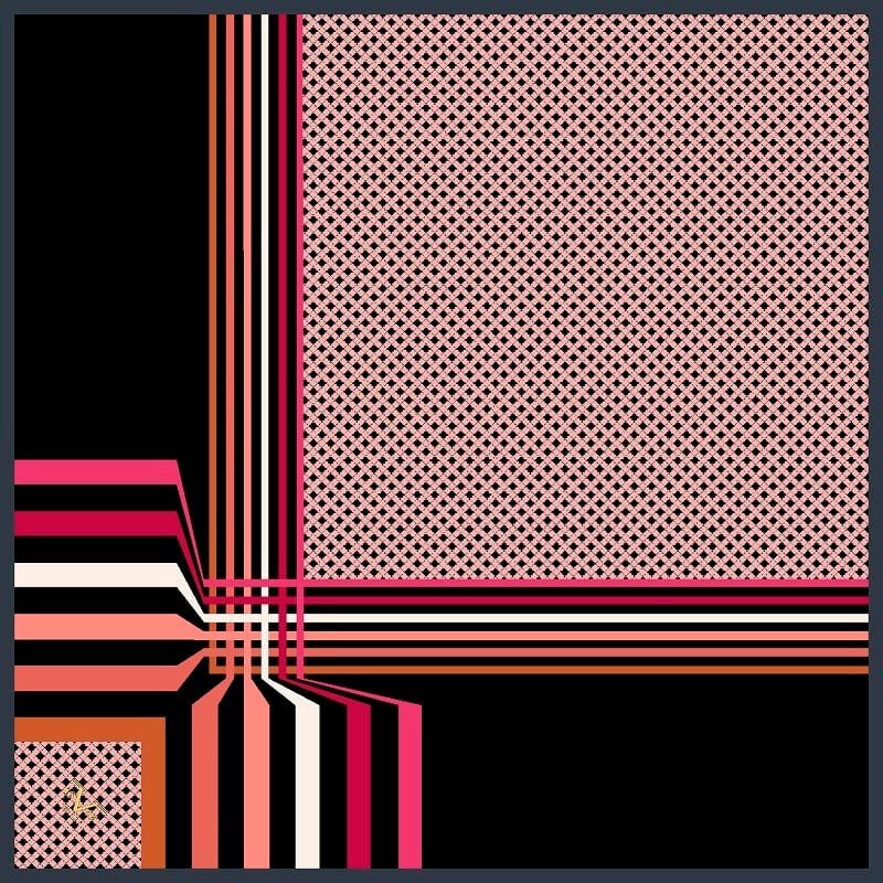 BLACK SERİ EŞARPGeometrik Desen Black Seri Twill Eşarp Askısı ile Birlikte 90x90 cm
