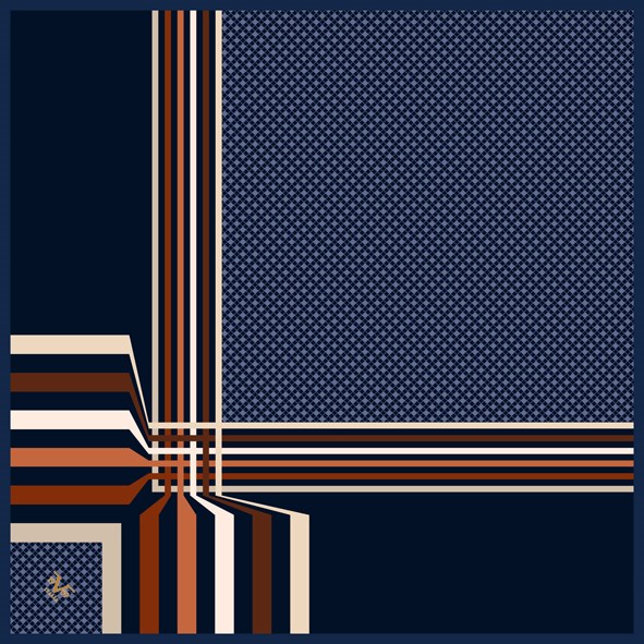 BLACK SERİ EŞARPGeometrik Desen Black Seri Twill Eşarp Askısı ile Birlikte 90x90 cm