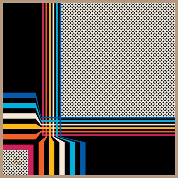 BLACK SERİ EŞARPGeometrik Desen Black Seri Twill Eşarp Askısı ile Birlikte 90x90 cm