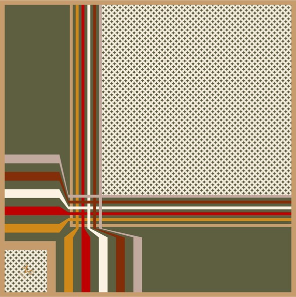 BLACK SERİ EŞARPGeometrik Desen Black Seri Twill Eşarp Askısı ile Birlikte 90x90 cm