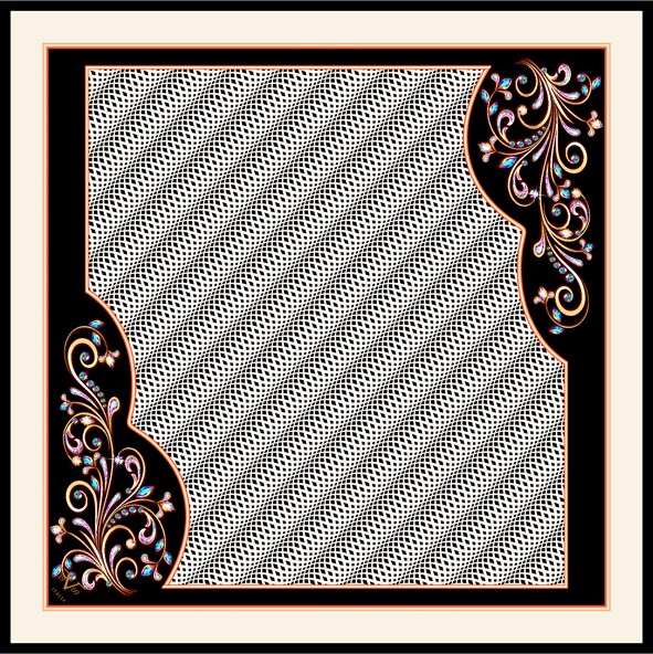 BLACK SERİ EŞARPGeometrik Desen Black Seri Twill Eşarp Askısı ile Birlikte 90x90 cm