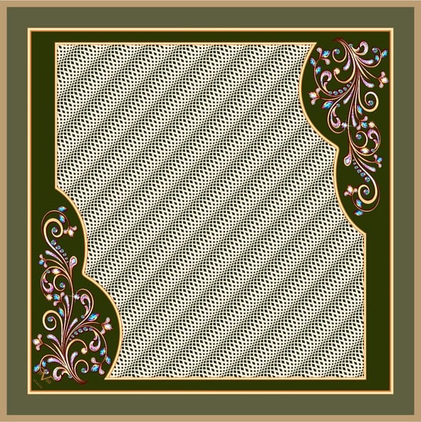 BLACK SERİ EŞARPGeometrik Desen Black Seri Twill Eşarp Askısı ile Birlikte 90x90 cm
