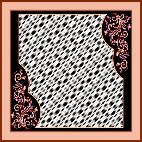 BLACK SERİ EŞARPGeometrik Desen Black Seri Twill Eşarp Askısı ile Birlikte 90x90 cm