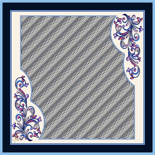 BLACK SERİ EŞARPGeometrik Desen Black Seri Twill Eşarp Askısı ile Birlikte 90x90 cm