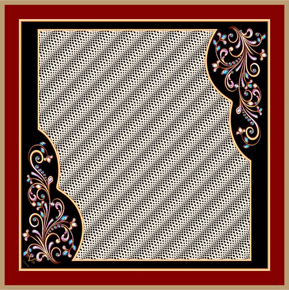 BLACK SERİ EŞARPGeometrik Desen Black Seri Twill Eşarp Askısı ile Birlikte 90x90 cm