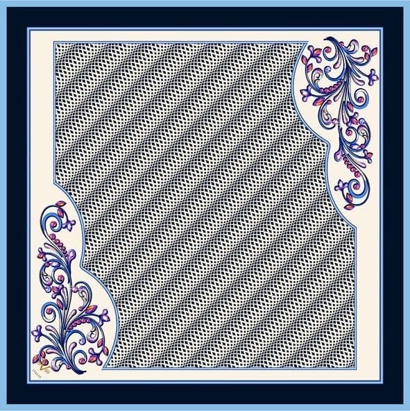BLACK SERİ EŞARPGeometrik Desen Black Seri Twill Eşarp Askısı ile Birlikte 90x90 cm