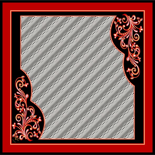 BLACK SERİ EŞARPGeometrik Desen Black Seri Twill Eşarp Askısı ile Birlikte 90x90 cm