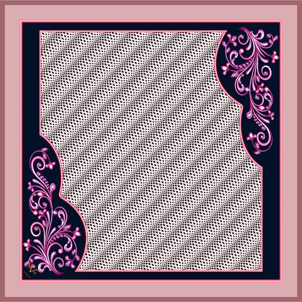 BLACK SERİ EŞARPGeometrik Desen Black Seri Twill Eşarp Askısı ile Birlikte 90x90 cm