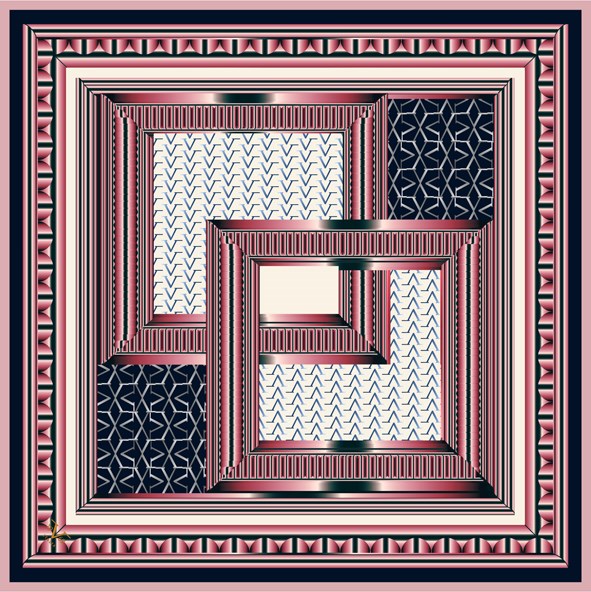 EŞARPDesenli Black Seri Rayon Eşarp Askısı ile Birlikte 90x90 cm