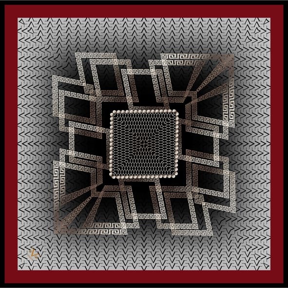 EŞARPDesenli Black Seri Rayon Eşarp Askısı ile Birlikte 90x90 cm