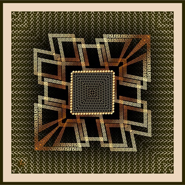 EŞARPDesenli Black Seri Rayon Eşarp Askısı ile Birlikte 90x90 cm