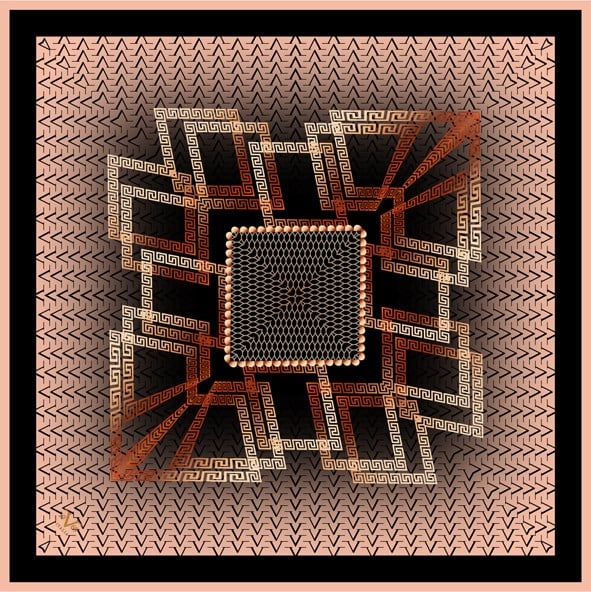 EŞARPDesenli Black Seri Rayon Eşarp Askısı ile Birlikte 90x90 cm