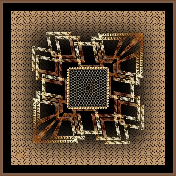 EŞARPDesenli Black Seri Rayon Eşarp Askısı ile Birlikte 90x90 cm