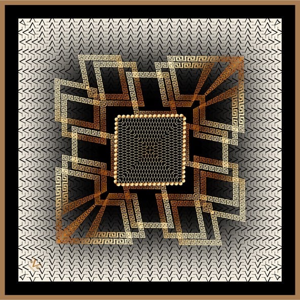 EŞARPDesenli Black Seri Rayon Eşarp Askısı ile Birlikte 90x90 cm