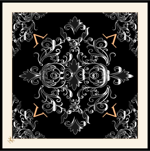 EŞARPDesenli Black Seri Rayon Eşarp Askısı ile Birlikte 90x90 cm