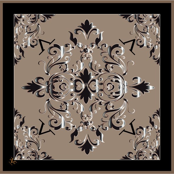 EŞARPDesenli Black Seri Rayon Eşarp Askısı ile Birlikte 90x90 cm