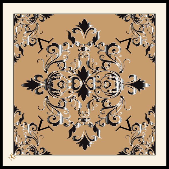 EŞARPDesenli Black Seri Rayon Eşarp Askısı ile Birlikte 90x90 cm