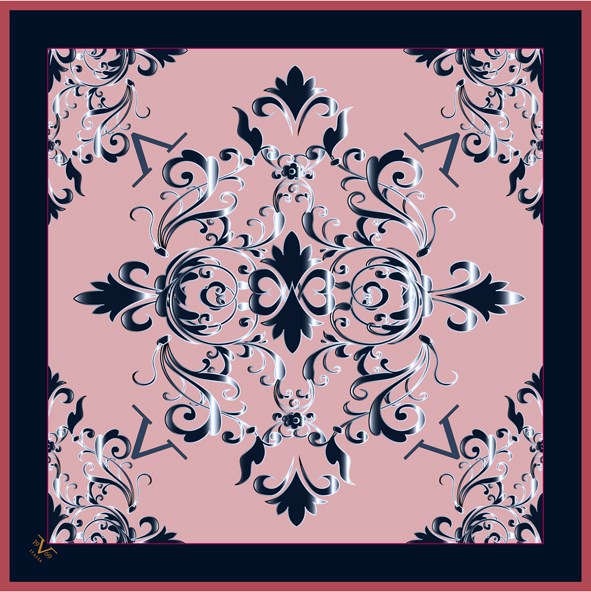 EŞARPDesenli Black Seri Rayon Eşarp Askısı ile Birlikte 90x90 cm
