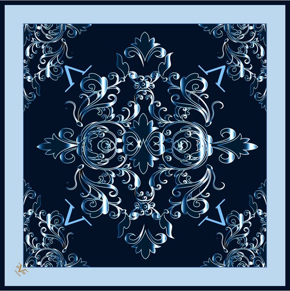 EŞARPDesenli Black Seri Rayon Eşarp Askısı ile Birlikte 90x90 cm