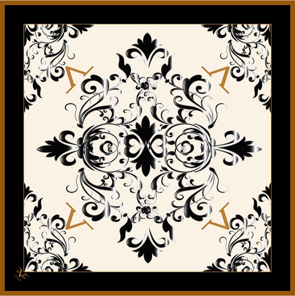 EŞARPDesenli Black Seri Rayon Eşarp Askısı ile Birlikte 90x90 cm