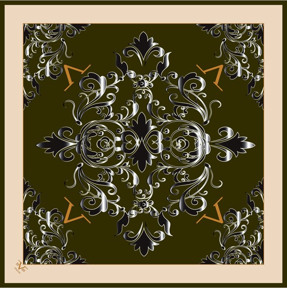 EŞARPDesenli Black Seri Rayon Eşarp Askısı ile Birlikte 90x90 cm
