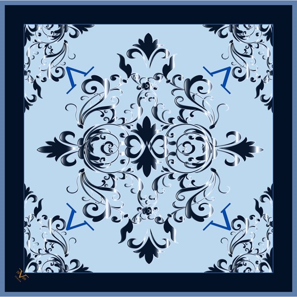 EŞARPDesenli Black Seri Rayon Eşarp Askısı ile Birlikte 90x90 cm