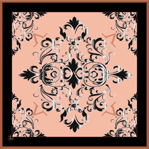 EŞARPDesenli Black Seri Rayon Eşarp Askısı ile Birlikte 90x90 cm