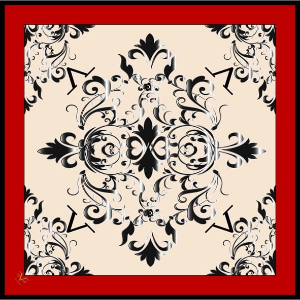 EŞARPDesenli Black Seri Rayon Eşarp Askısı ile Birlikte 90x90 cm