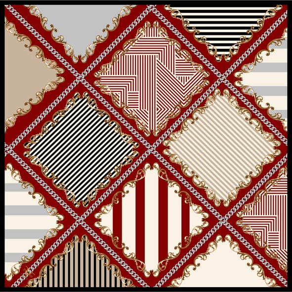 EŞARPGeometrik Desen Black Seri Twill Eşarp Askısı ile Birlikte 90x90 cm