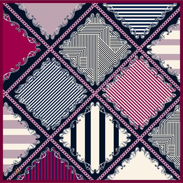 EŞARPGeometrik Desen Black Seri Twill Eşarp Askısı ile Birlikte 90x90 cm