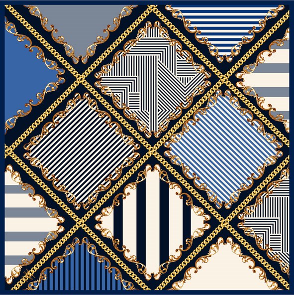 EŞARPGeometrik Desen Black Seri Twill Eşarp Askısı ile Birlikte 90x90 cm