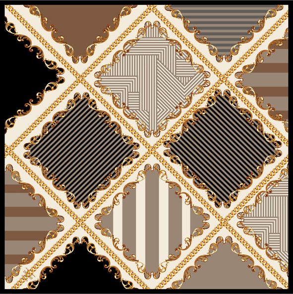 EŞARPGeometrik Desen Black Seri Twill Eşarp Askısı ile Birlikte 90x90 cm