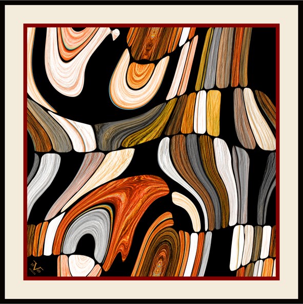 EŞARPAbstract Desen Black Seri Twill Eşarp Askısı ile Birlikte 90x90 cm