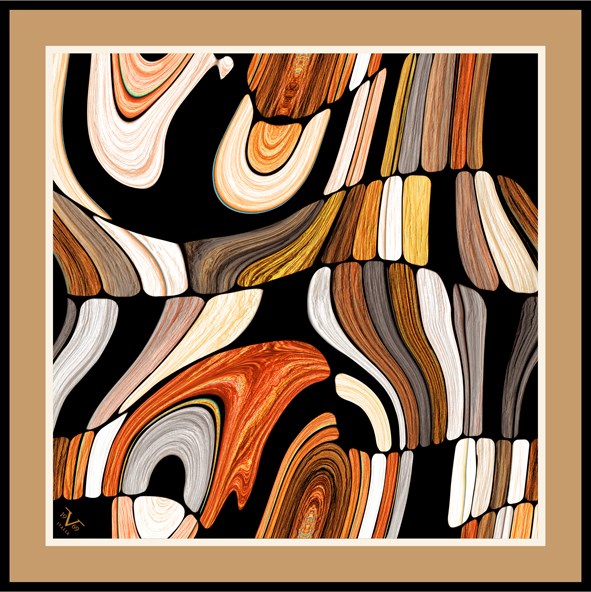 EŞARPAbstract Desen Black Seri Twill Eşarp Askısı ile Birlikte 90x90 cm