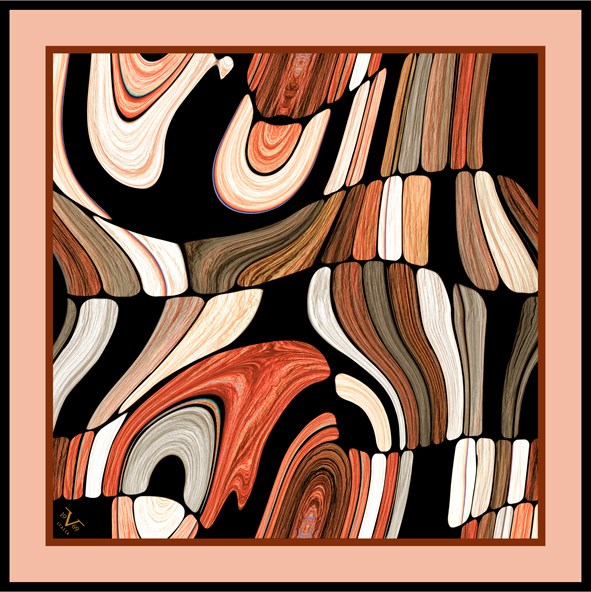EŞARPAbstract Desen Black Seri Twill Eşarp Askısı ile Birlikte 90x90 cm