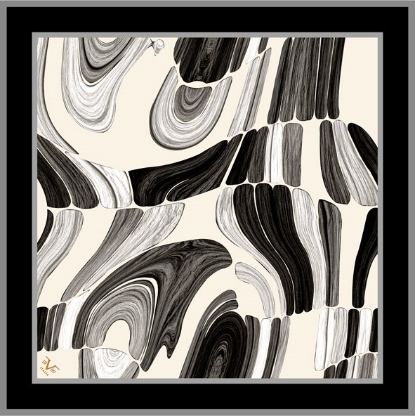 EŞARPAbstract Desen Black Seri Twill Eşarp Askısı ile Birlikte 90x90 cm