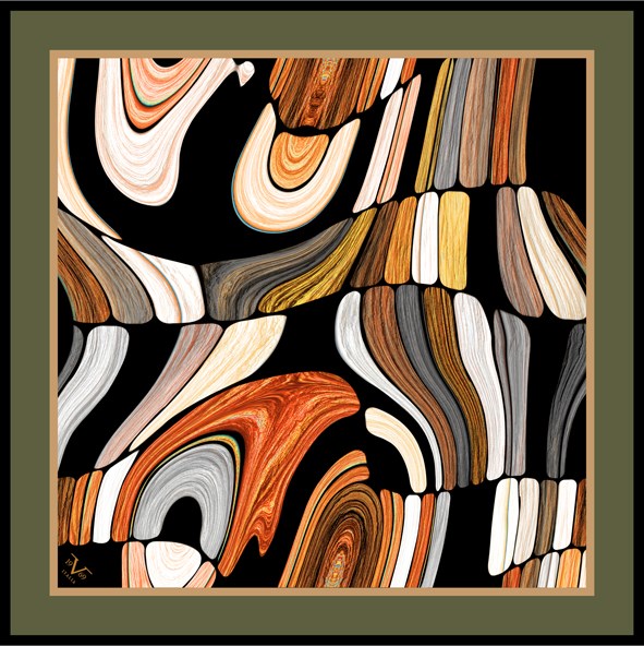 EŞARPAbstract Desen Black Seri Twill Eşarp Askısı ile Birlikte 90x90 cm