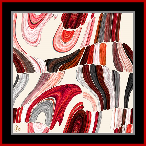 EŞARPAbstract Desen Black Seri Twill Eşarp Askısı ile Birlikte 90x90 cm
