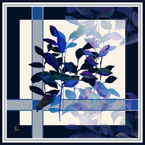 EŞARPÇiçekli Desen Black Seri Twill Eşarp Askısı ile Birlikte 90x90 cm