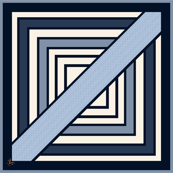 EŞARPGeometrik Desen Black Seri Twill Eşarp Askısı ile Birlikte 90x90 cm