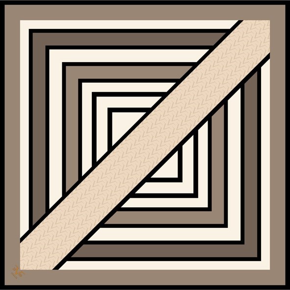 EŞARPGeometrik Desen Black Seri Twill Eşarp Askısı ile Birlikte 90x90 cm